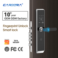 Cerradura Inteligente para Puerta con Huella Dactilar y WiFi, con Aplicación Tuya, Cilindro de Grado C, Código Anti-Espionaje y Alarma Antimanipulación para Puerta Principal de Aluminio