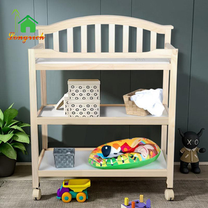 <span class=keywords><strong>Table</strong></span> à <span class=keywords><strong>langer</strong></span> moderne en bois pour bébé avec serrures de sécurité Étagères à roulettes amovibles pour nourrissons pour chambre à coucher - Product Image 4