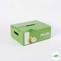 Ecologische herbruikbare geventileerde golfkartonnen fruitdoos met glanzende laminatie, aangepaste logo verzenddoos voor verse peren