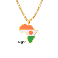 Collier pendentif en acier inoxydable émaillé avec carte du continent africain et drapeau national du Niger, cadeau souvenir patriotique tendance
