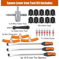 Nouvel ensemble d'outils de réparation de pneus de moto Nachee 14,5 pouces en acier à haute teneur en carbone, kit de leviers, outils de démontage de pneus, protecteurs de jantes, outil de valve, orange