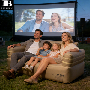 Canapé de camping gonflable portable avec pompe sans fil intégrée, résistant aux perforations, pour le glamping en plein air et les soirées cinéma - Product Image 1