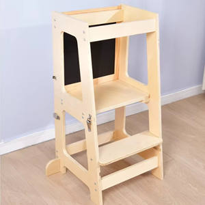 Tour d'apprentissage Montessori moderne en bois réglable pour tout-petits, tabouret de cuisine pour chambre et appartement - Product Image 1