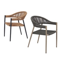 patio en aluminium ensemble de salle à manger meubles d'extérieur jardin en plastique table en bois et corde 4 places chaises