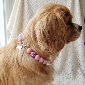 Collar de cuentas acrílicas de diamantes de imitación coloridas, cadena para perros con cuentas de <span class=keywords><strong>chicle</strong></span>, joyería para mascotas, accesorios de collar para gatos y perros con cuentas de plástico. - Product Image 1