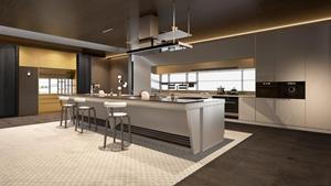 ओक लकड़ी और चमकदार ऐक्रेलिक फिनिश के साथ आधुनिक रसोई अलमारियाँ - Product Image 6