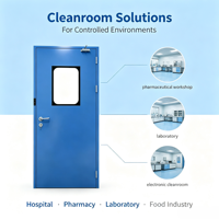 Porte coulissante de purification à économie d'espace avec fenêtre de visualisation pour salle blanche, chambre à air et salle tampon, directement de l'usine