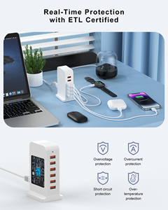 Chargeur de bureau universel 6 ports USB QC3.0 50W Charge rapide Matériel ABS - Product Image 5