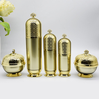 Ensemble d'emballages cosmétiques haut de gamme en acrylique doré écologique pour lotions, avec sérigraphie, pour soins de la peau