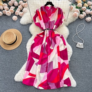 Robes décontractées imprimées à manches courtes et col en V, style bohème, pour les vacances à la plage - Product Image 6