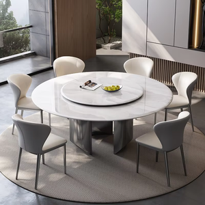 High-end di lusso moderno tavolo da pranzo rotondo Set in acciaio al carbonio sedia <span class=keywords><strong>e</strong></span> tavolo combinazione Design - Product Image 1