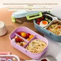 Boîte à lunch mignonne de dessin animé pour étudiants, en acier inoxydable 304, double compartiment, boîte bento portable, hermétique, compatible micro-ondes