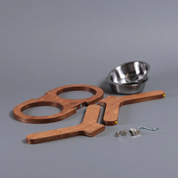 Bols de nourriture pour animaux de compagnie portables modernes Station d'alimentation pour chiens et chats en bois surélevée avec bols en acier inoxydable de 2L pour petits animaux et chiots