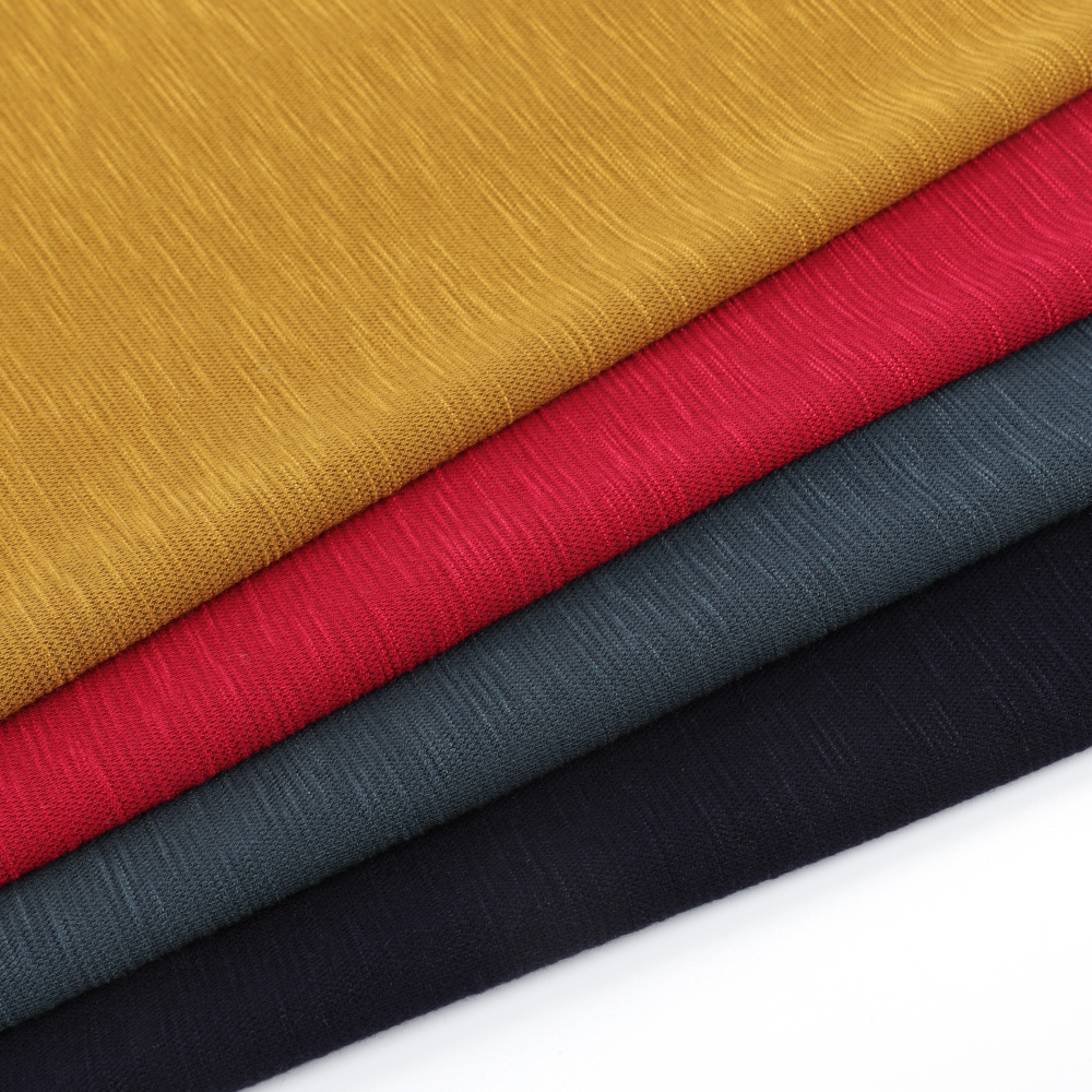 New Style Solid Color Thick Rayon Nylon Spandex Stretch Plain Knit Jersey Fabric Dyed Pattern for Girls Sports Wear Dresses