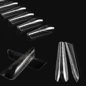 Thin Fit PP Coffin <b>Nail</b> Dual Forms Extra Long Quick Building Gel <b>Extension</b> Mold Tips for Salon Use - Product Image 1