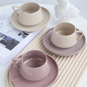 Ensemble <span class=keywords><strong>de</strong></span> tasses à café et soucoupes en céramique, 250 ml, pour le lait au thé, le petit-déjeuner, l'eau potable, style nordique, pour la maison, pour les couples, pour Noël - Product Image 2
