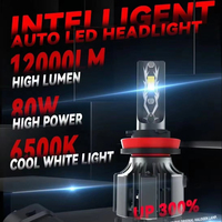 EDV-OMO T6 Haute puissance 80W 12000 Lumens Nouveau phare antibrouillard LED pour voiture H4/H7/H11 Adaptation universelle 12V 6000K Blanc/Jaune Ampoules de phares