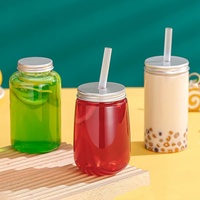 Vente en gros Boîte de jus de fruits transparente pour animaux de compagnie à ouverture facile 330ml 500ml 650ml Boîtes de conserve en plastique vides personnalisées avec couvercle