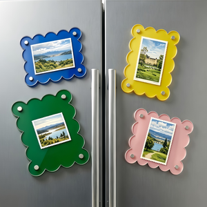 กรอบรูปอะคริลิคขอบหยักสีสันสดใส, แม่เหล็ก 12 สี ขนาด 6x9 นิ้ว สำหรับตกแต่ง<span class=keywords><strong>ตู้</strong></span>เย็น โชว์รูปภาพ ใช้ในบ้าน สำนักงาน <span class=keywords><strong>DIY</strong></span> ขอ<span class=keywords><strong>ง</strong></span>ขวัญ - Product Image 4