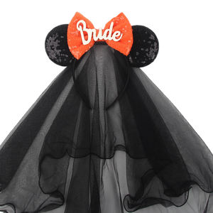 إكسسوارات شعر أنيقة ورائجة لحفلات الزفاف، عصابة رأس مزينة باللؤلؤ مع حروف 'عروس' وغطاء رأس على شكل آذان فأر للنساء - Product Image 3