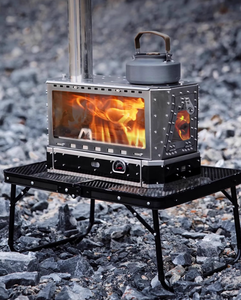 SOLOMAN Griglia da Campeggio Portatile in Acciaio Inox Lucidato, Stufa Creativa a Carbone/Legna con Coperchio Ribaltabile, Caminetto per Riscaldamento Tenda - Product Image 6