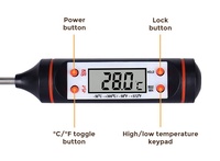 Termometer Makanan Digital Medis Harga Terjangkau Layar LCD Tahan Air untuk Daging BBQ Susu Kopi Memasak Dapur