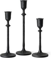 Ensemble de 3 chandeliers en fonte noire mate Oniya Antique, porte-bougies coniques pour centre de table, cheminée