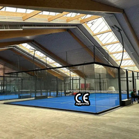 Terrain de padel super panoramique 10x20m certifié CE, avec accessoires en verre soudés au laser et triple galvanisation à chaud