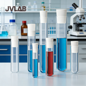 <span class=keywords><strong>Tube</strong></span> à essai en verre à bouche plate et fond <span class=keywords><strong>rond</strong></span>, en borosilicate de haute qualité, avec bouchon en silicone, fournitures et équipements de laboratoire chimique - Product Image 1