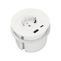Prise de bureau intelligente MAQO UK encastrée dans le bureau, passe-câbles rond encastré pour canapé avec charge USB, indice de protection IP21, en alliage d'aluminium