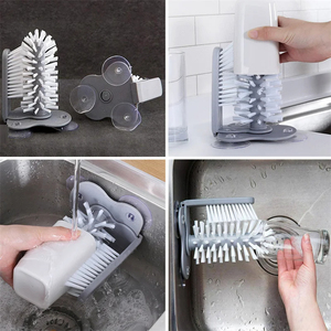 Wholesale Cup Scrubber Glass Cleaner <b>Bottles</b> <b>Brush</b> Kitchen Accessories 2 in 1 Drink Mug Wine Suction Cleaning Gadgets - Product Image 2