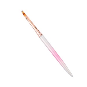 Lot de 12 pinceaux à ongles en poils synthétiques dégradés roses avec virole dorée, pinceaux plats ovales pour le design de gel UV - Product Image 4