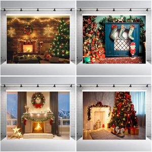 7x5ft Giáng Sinh Lò Sưởi Chủ Đề Backdrop Cho Nhiếp Ảnh Cây Vớ Trang Trí Cho Xmas Nguồn Cung Cấp Bên Ảnh Nền Hình Ảnh - Product Image 2