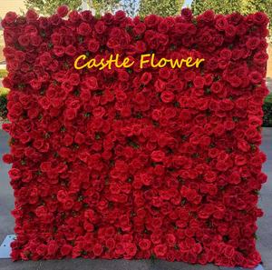 Panel de Pared de Flores Artificiales de Seda Personalizado, Tela Enrollable 5D, Color Rojo, Blanco y Rosa, Decoración de Boda, Nuevo, 2017 - Product Image 2