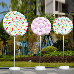 Prix d'usine : Sculpture géante en fibre de verre en forme de sucette canne à sucre, <span class=keywords><strong>grande</strong></span> statue en résine colorée pour la décoration d'événements festifs et de Noël - Product Image 5