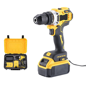 Perceuse à percussion professionnelle 10 mm sans clé, jaune, lithium rechargeable, <span class=keywords><strong>double</strong></span> vitesse, sans balais, personnalisable OEM - Product Image 1