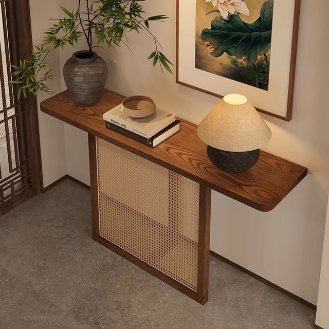 Vintage Solid Wood Entryway Console Table, Long Narrow Wall Sideboard Accent Hallway Table for Home Entrance Living Room Decor