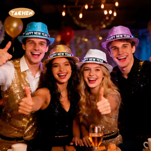 Sombrero Fedora con Lentejuelas Luminosas, Estilo Jazz, Accesorio <span class=keywords><strong>de</strong></span> Fiesta para Conciertos, Cumpleaños, Espectáculos, Halloween, Navidad, Regalo para Adultos y Niños - Product Image 2