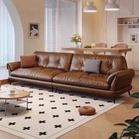 Ensemble de canapés modulaires en cuir vintage italien minimaliste, style de design moderne, populaire pour le salon, la villa, les meubles d'hôtel
