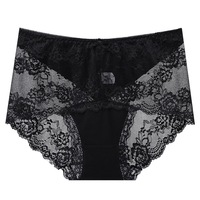 Culottes en polyester taille mi-haute à dentelle élégante, bord festonné, pour soirée romantique, marque privée