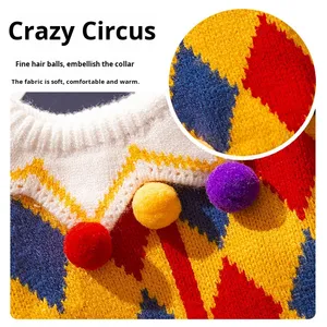 Automne et hiver rayé motif cirque Clown <span class=keywords><strong>pull</strong></span> pour chiens drôle dessin animé Style chien vêtements pour Halloween - Product Image 4