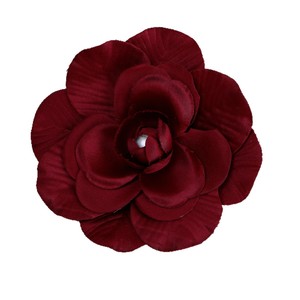 Pince à cheveux en tissu avec fleur de camélia, décoration de mariage, faite à la main, centre en tissu perlé, rose, noir, rouge, violet - Product Image 5