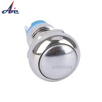 Interrupteur à bouton-poussoir momentané bombé 8 mm 1NO, étanche, en métal, en acier inoxydable