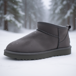 Bottes de neige UGG Classic Ultra Mini pour femme, gris, en peau de mouton, chaudes pour l'hiver, bout rond, semelle en caoutchouc, authentiques, 100% authentiques - Product Image 2