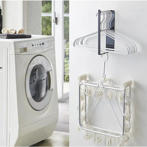 Organisateur de cintres magnétique pour machine à laver, support mural en métal, séchoir non pliable, multifonction, revêtement en poudre, <span class=keywords><strong>sans</strong></span> rangement - Product Image 2