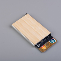Bambu otomatis pop up pemegang kartu kredit rfid memblokir Dompet Logam ramping