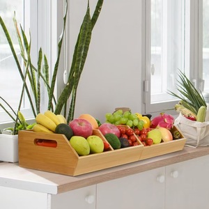 Cesta para pan rectangular de madera con asa, gran capacidad para almacenamiento en la cocina, organización de escritorio, uso en fiestas - Product Image 2
