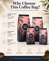 Bolsa de café con base laminada de nailon y válvula, resistente a perforaciones, para empaque vertical.