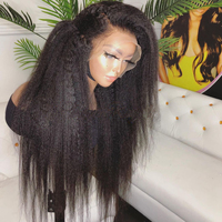Perruque Lace Frontale 360 en Cheveux Indiens Bruts Kinky Straight Pas Chère pour Femmes Noires, Perruque Complète en Cheveux Humains Yaki HD Lace Frontal, Fournisseur