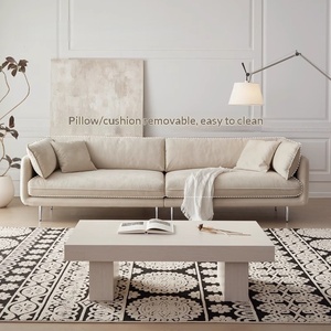 Sofá de tela estilo nórdico minimalista, sofá recto de diseño para sala de estar pequeña, sofá de 3/4 plazas para el hogar - Product Image 2